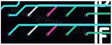 兩個(gè)過(guò)孔間只能過(guò)一根線的BGA出線，共用4個(gè)走線層