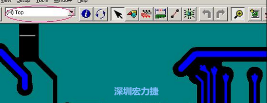 如果圖形像下圖一樣無法顯示鉆孔，只須圖（186）將紅色圈住的活動層改為當前顯示層即可。