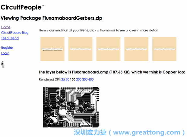 預(yù)覽Gerber格式中最簡(jiǎn)單的方式是使用來(lái)自Circuit People的免費(fèi)線上工具。